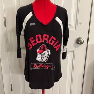 Soffe Black Georgia Bulldogs V-Neck Shirt
